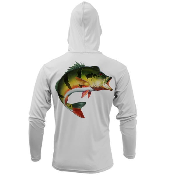 Miami, FL Freshwater Born Peacock Bass Men's Long Sleeve UPF 50+ Dry-Fit Hoodie