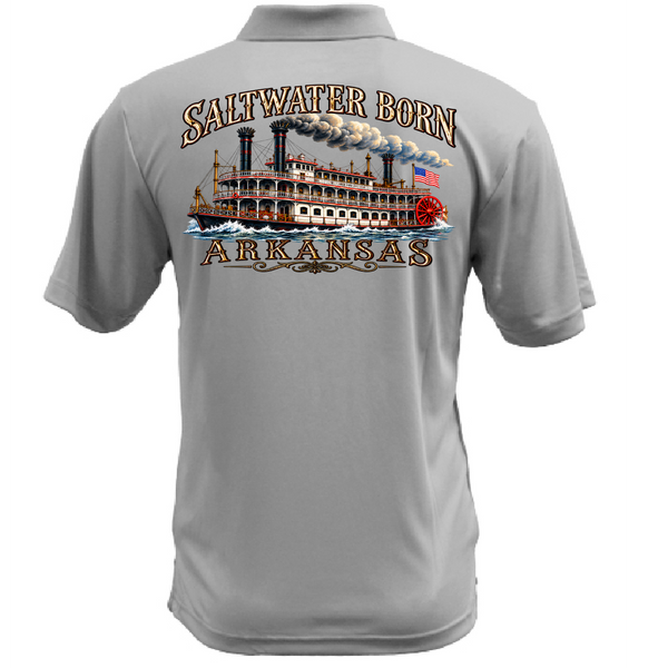 Saltwater Born Arkansas Riverboat Men's Short Sleeve UPF 50+ Dry-Fit Polo