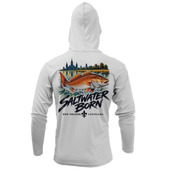 New Orleans, LA Redfish Boy's Long Sleeve UPF 50+ Dry-Fit Hoodie