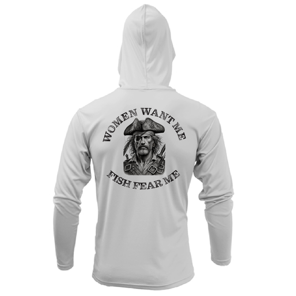 Saltwater Born "Women Want Me, Fish Fear Me" Men's Long Sleeve UPF 50+ Dry-Fit Hoodie