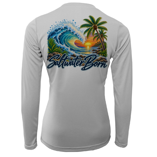 Saltwater Born Tropical Wave Women's Long Sleeve UPF 50+ Dry-Fit Shirt