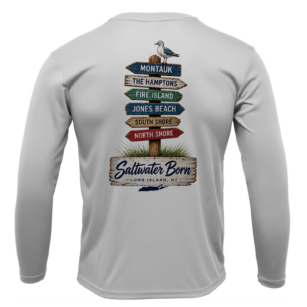 Long Island, NY Signs Men's Long Sleeve UPF 50+ Dry-Fit Shirt