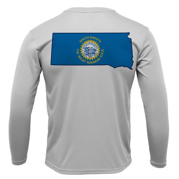 Pierre, SD Freshwater Born State Flag Men's Long Sleeve UPF 50+ Dry-Fit Shirt