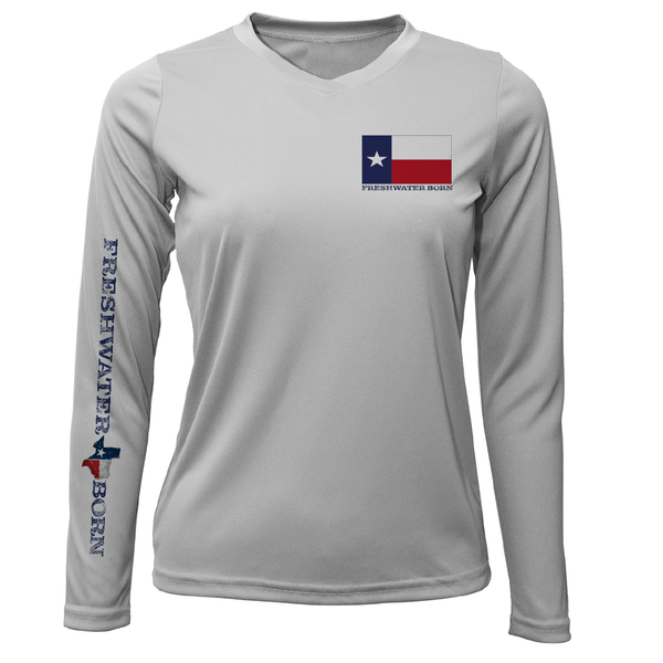 Lake Travis Freshwater Born Texas Flag Women's Long Sleeve UPF 50+ Dry-Fit Shirt