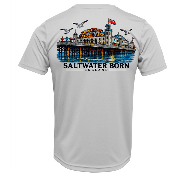 Saltwater Born Brighton, England Palace Pier Men's Short Sleeve UPF 50+ Dry-Fit Shirt