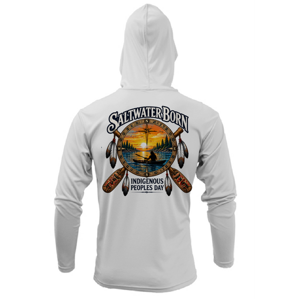 Indigenous People's Day Sunset Paddle Men's Long Sleeve UPF 50+ Dry-Fit Hoodie