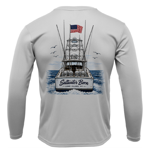 Long Island, NY Saltwater Born Sportfish Men's Long Sleeve UPF 50+ Dry-Fit Shirt