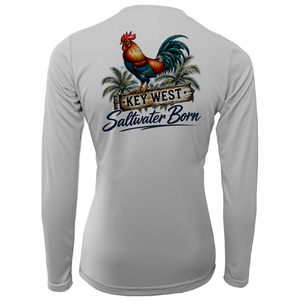 Key West, FL Rooster Women's Long Sleeve UPF 50+ Dry-Fit Shirt