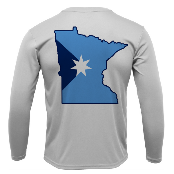 Bear Lake, MN Freshwater Born State Flag Men's Long Sleeve UPF 50+ Dry-Fit Shirt