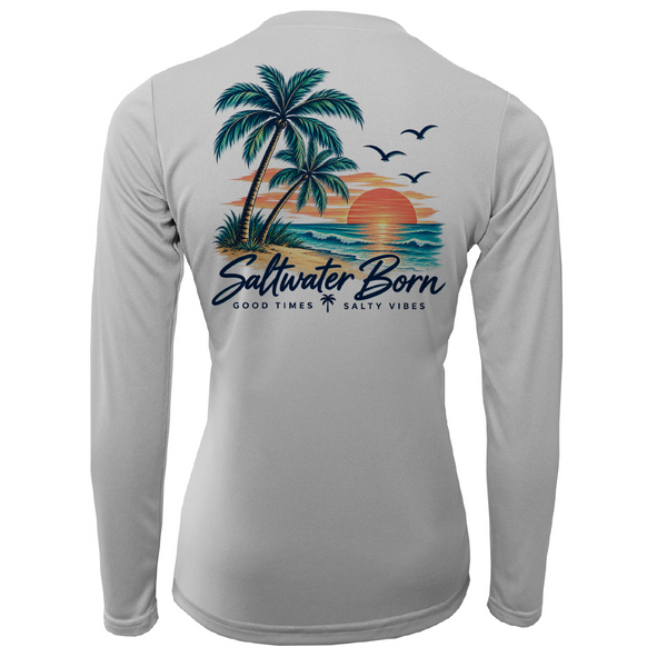 Saltwater Born Good Times Salty Vibes Women's Long Sleeve UPF 50+ Dry-Fit Shirt