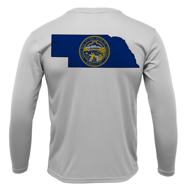 Nebraska Freshwater Born State Flag Men's Long Sleeve UPF 50+ Dry-Fit Shirt