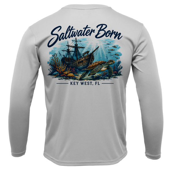 Key West, FL Sunken Pirate Ship Men's Long Sleeve UPF 50+ Dry-Fit Shirt