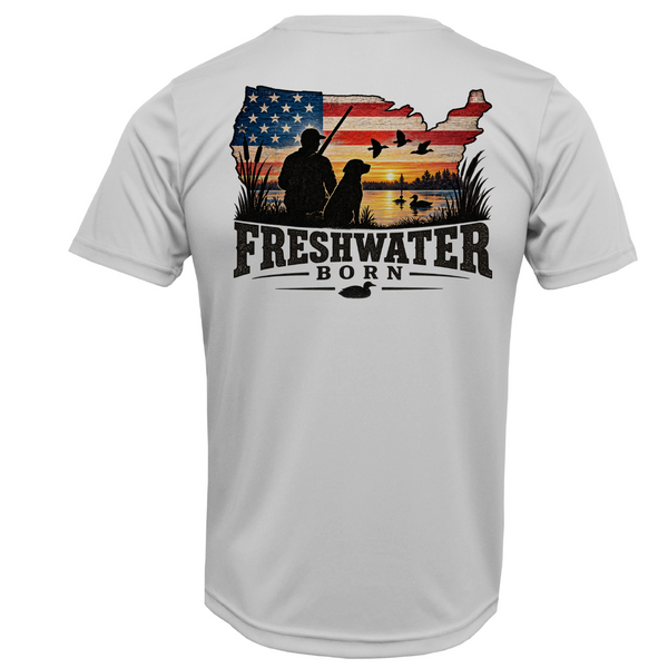 Freshwater Born Duck Hunter USA Men's Short Sleeve UPF 50+ Dry-Fit Shirt