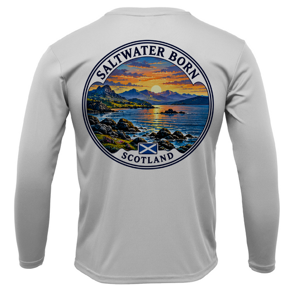 Saltwater Born Scotland Coastal Sunset Boy's Long Sleeve UPF 50+ Dry-Fit Shirt