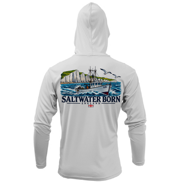 Saltwater Born England's Working Coast Men's Long Sleeve UPF 50+ Dry-Fit Hoodie