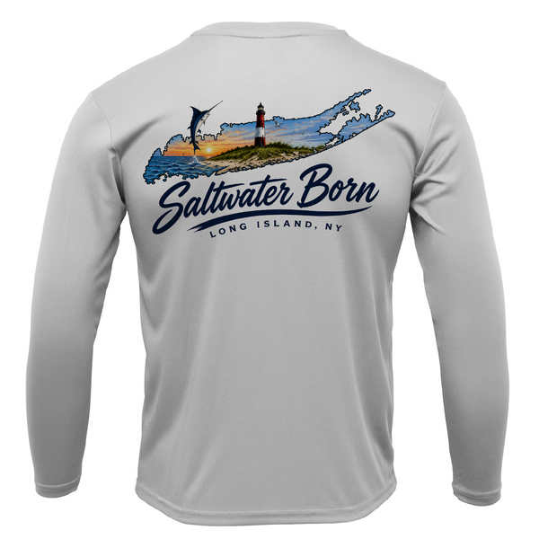 Long Island, NY Geography Men's Long Sleeve UPF 50+ Dry-Fit Shirt