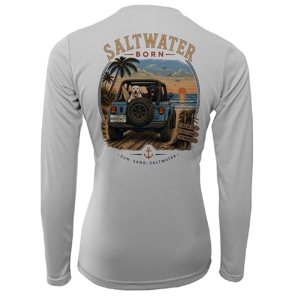 Saltwater Born Black and White Labs Women's Long Sleeve UPF 50+ Dry-Fit Shirt