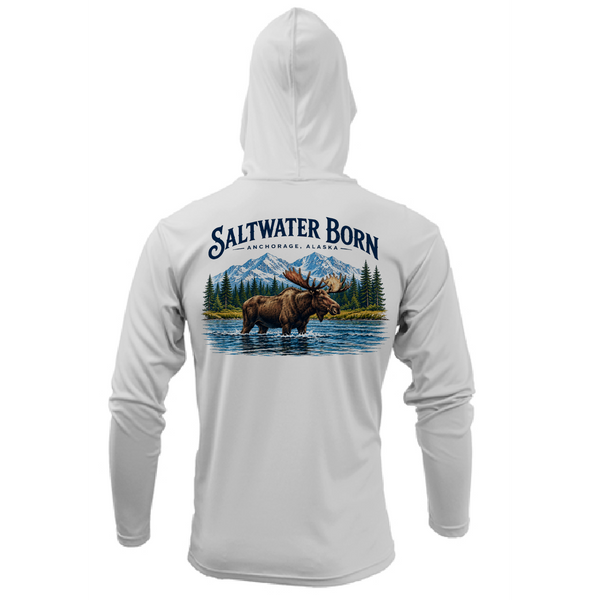Anchorage, AK Mountain Moose Men's Long Sleeve UPF 50+ Dry-Fit Hoodie