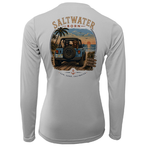 Saltwater Born Black and Brown Labs Women's Long Sleeve UPF 50+ Dry-Fit Shirt