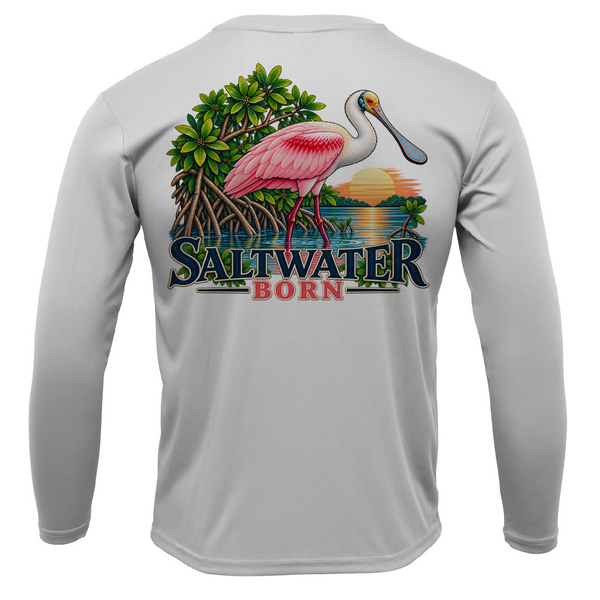Roseate Spoonbill Men's Long Sleeve UPF 50+ Dry-Fit Shirt