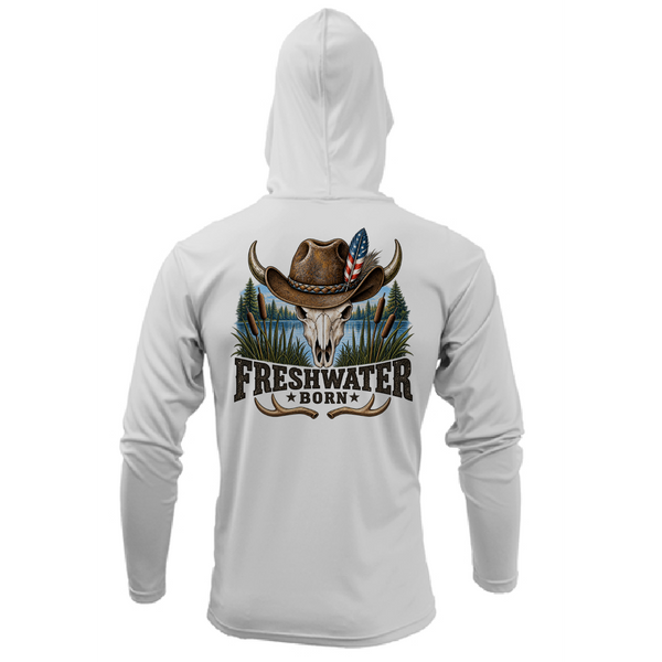 Freshwater Born- Hooked on America Boy's Long Sleeve UPF 50+ Dry-Fit Hoodie