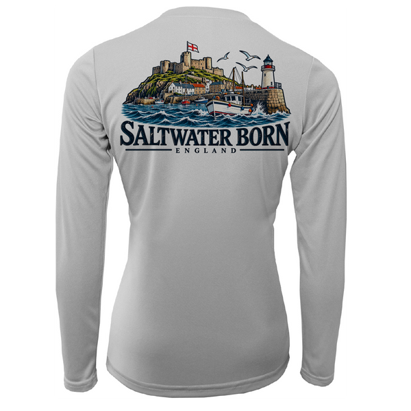 Saltwater Born England Coastal Harbour Women's Long Sleeve UPF 50+ Dry-Fit Shirt