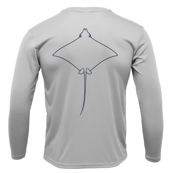 Eagle Ray Outline Men's Long Sleeve UPF 50+ Dry-Fit Shirt