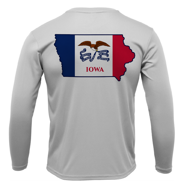 Des Moines, IA Freshwater Born State Flag Men's Long Sleeve UPF 50+ Dry-Fit Shirt