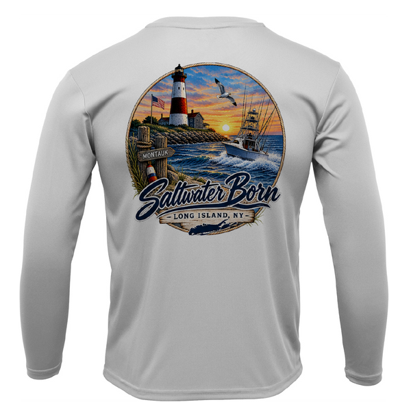 Long Island, NY Lighthouse Men's Long Sleeve UPF 50+ Dry-Fit Shirt