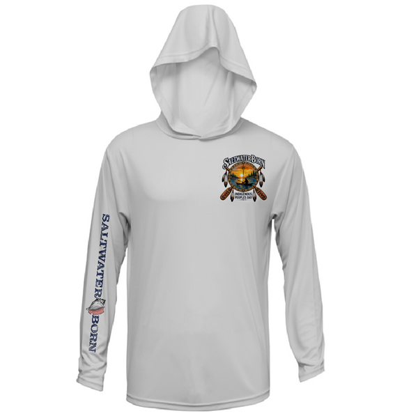 Indigenous People's Day Sunset Paddle Men's Long Sleeve UPF 50+ Dry-Fit Hoodie