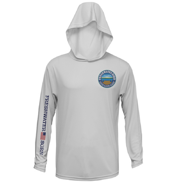 Freshwater Born- Hooked on America Boy's Long Sleeve UPF 50+ Dry-Fit Hoodie