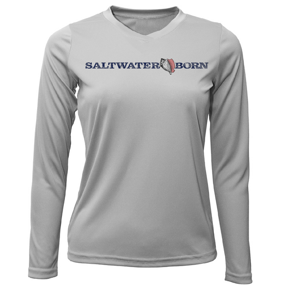 Saltwater Born Mermaid's Coastal Sunset Women's Long Sleeve UPF 50+ Dry-Fit Shirt