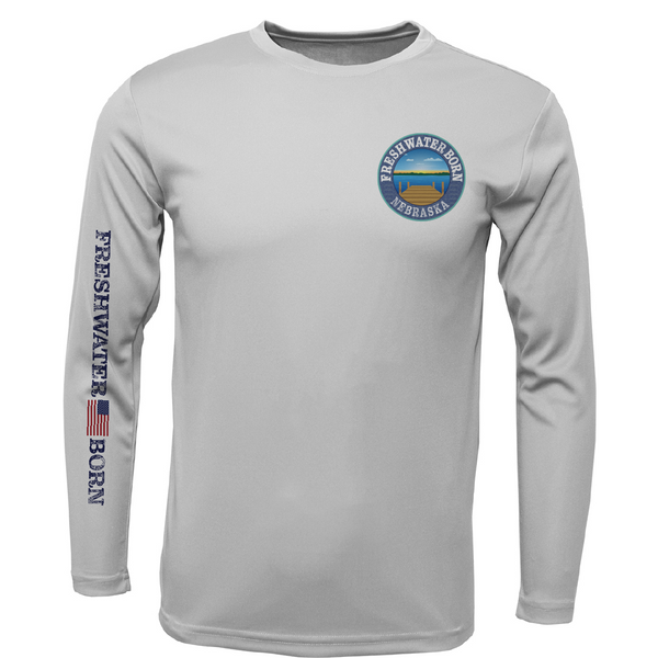 Nebraska Freshwater Born State Flag Men's Long Sleeve UPF 50+ Dry-Fit Shirt