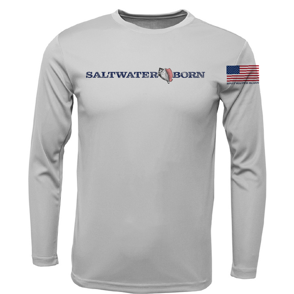 Eagle Ray Outline Men's Long Sleeve UPF 50+ Dry-Fit Shirt