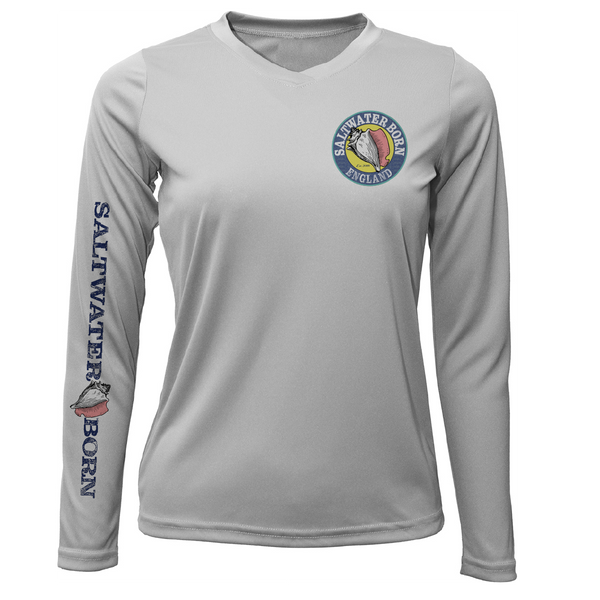 Saltwater Born England Coastal Harbour Women's Long Sleeve UPF 50+ Dry-Fit Shirt
