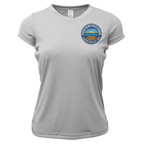 Freshwater Born Abbeville, MS Largemouth Bass Women's Short Sleeve UPF 50+ Dry-Fit Shirt