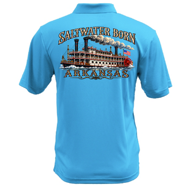 Saltwater Born Arkansas Riverboat Men's Short Sleeve UPF 50+ Dry-Fit Polo