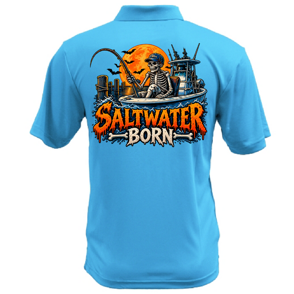 Dead Men Fish Still Men's Short Sleeve UPF 50+ Dry-Fit Polo