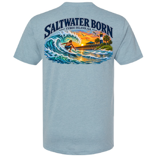 Tybee Island, GA Chasing Waves Men's Soft Tee