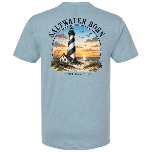 Saltwater Born Outer Banks, NC Lighthouse Triblend Tee