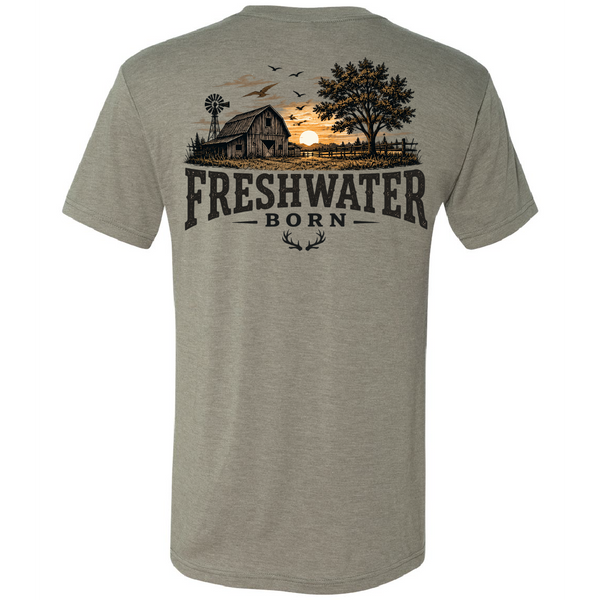 Freshwater Born- Heartland Heritage Men's Triblend Tee