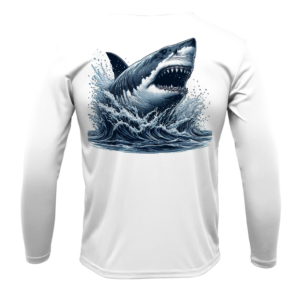 Siesta Key, FL Jaws Men's Long Sleeve UPF 50+ Dry-Fit Shirt