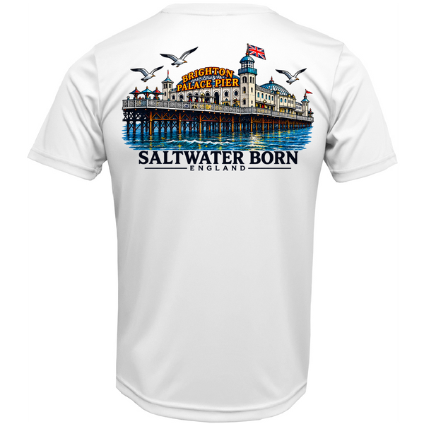 Saltwater Born Brighton, England Palace Pier Men's Short Sleeve UPF 50+ Dry-Fit Shirt