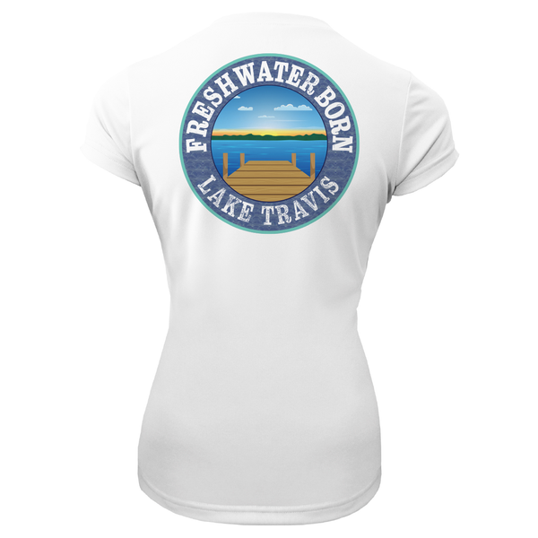 Lake Travis Freshwater Born SUP Flag Women's Short Sleeve UPF 50+ Dry-Fit Shirt