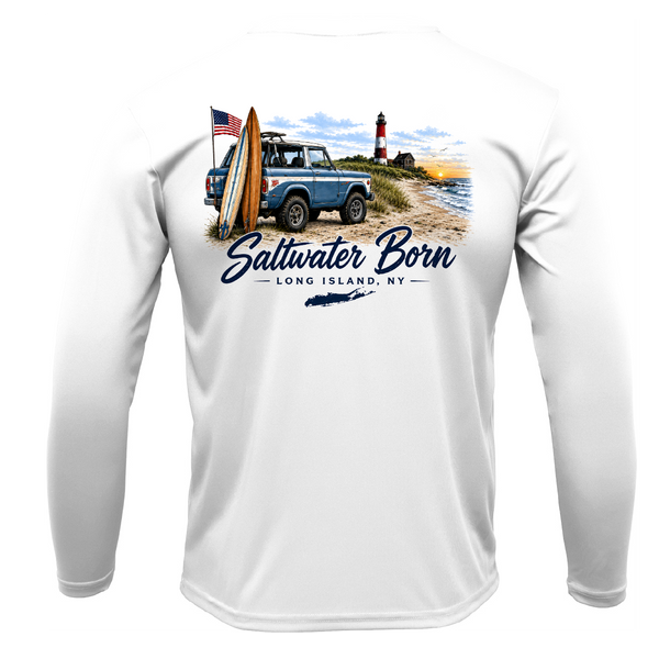 Long Island, NY Saltwater Born Beach Truck Men's Long Sleeve UPF 50+ Dry-Fit Shirt