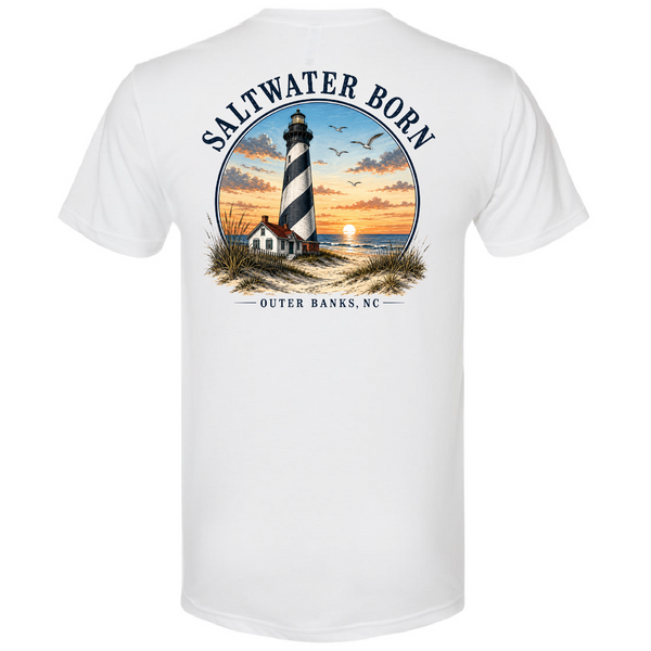 Saltwater Born Outer Banks, NC Lighthouse Triblend Tee