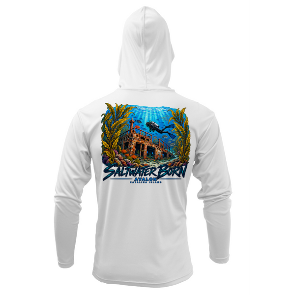 Avalon, CA Shipwreck Dive Men's Long Sleeve UPF 50+ Dry-Fit Hoodie