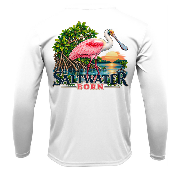 Roseate Spoonbill Men's Long Sleeve UPF 50+ Dry-Fit Shirt