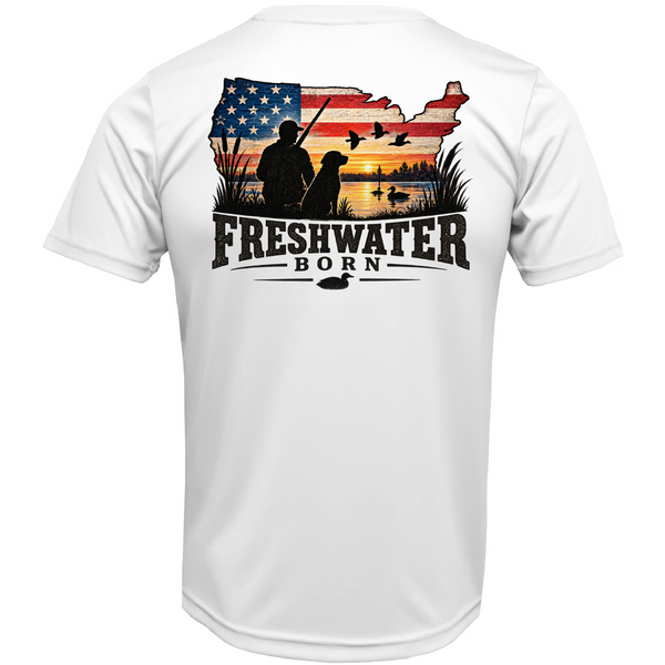 Freshwater Born Duck Hunter USA Men's Short Sleeve UPF 50+ Dry-Fit Shirt