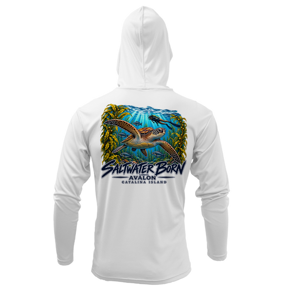 Avalon, CA Turtle Men's Long Sleeve UPF 50+ Dry-Fit Hoodie